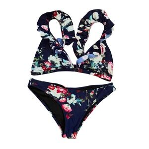 Cupshe Floral‎ Ruffle Bikini Swimsuit Two Piece Bathing Suit Medium